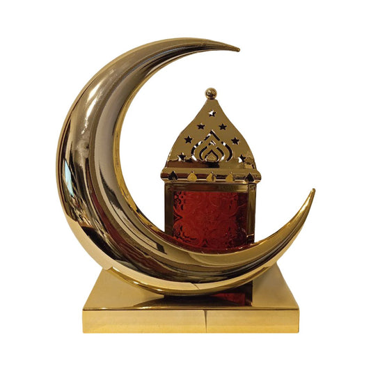 Golden crescent moon with lantern