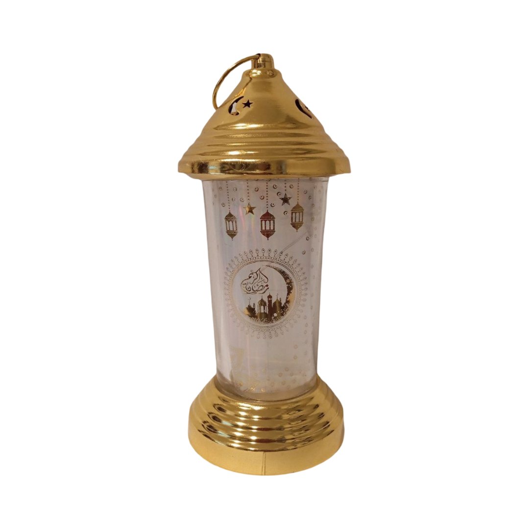 Metal and glass lantern with light and music