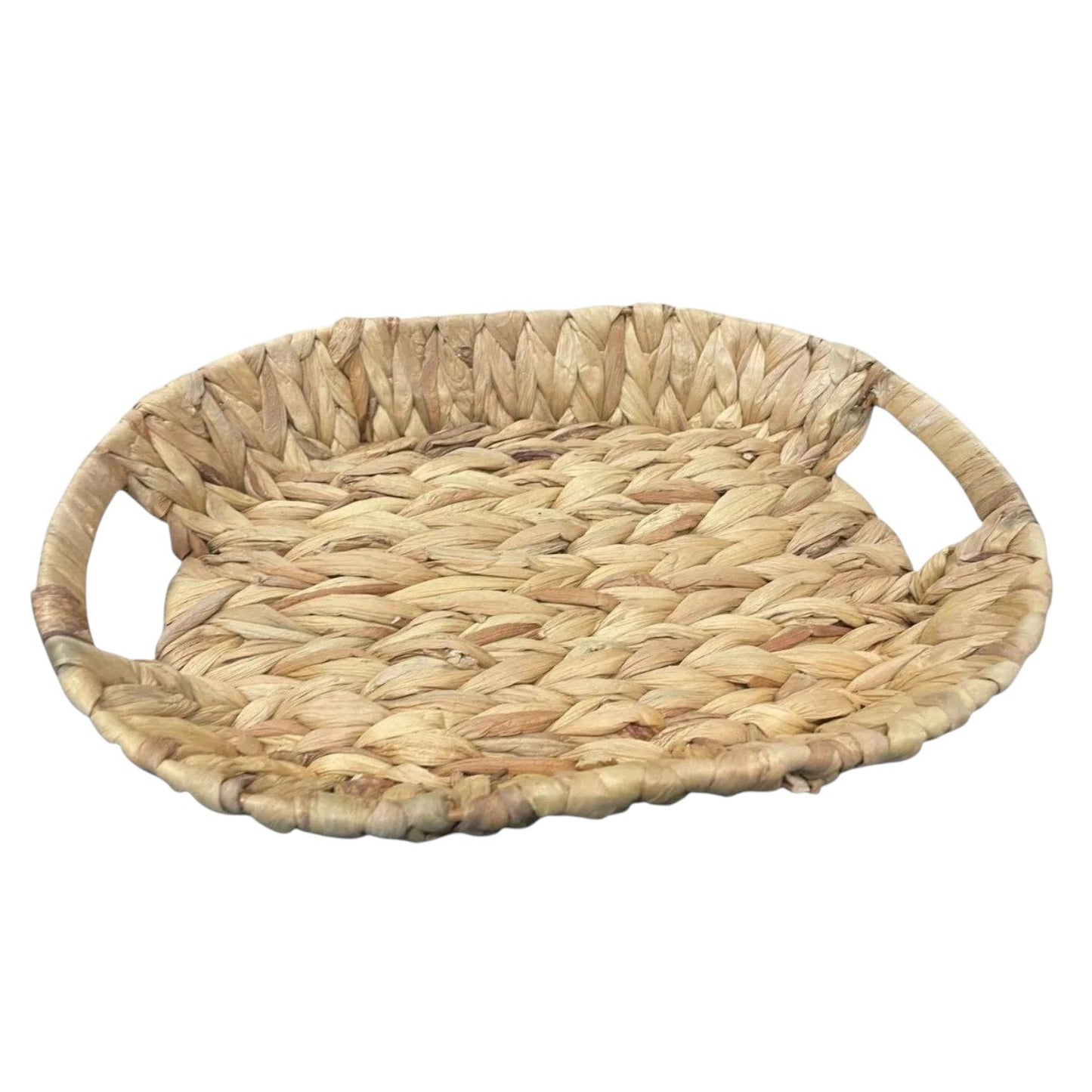 Oval woven wicker tray