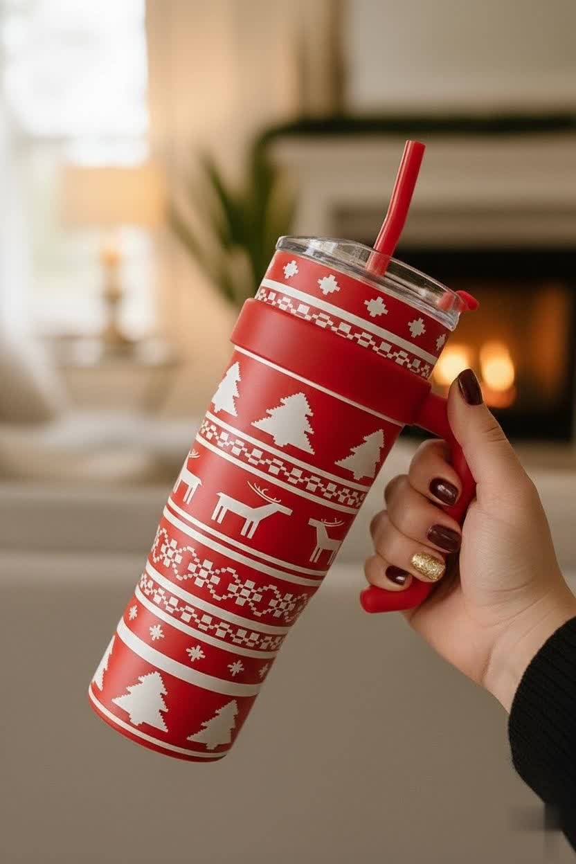 Stainless mug with straw