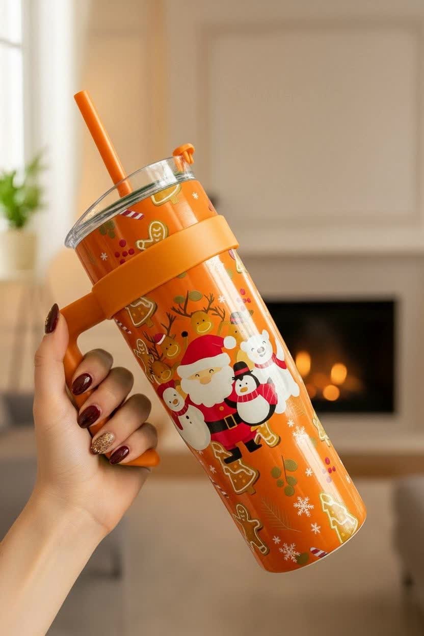 Stainless mug with straw