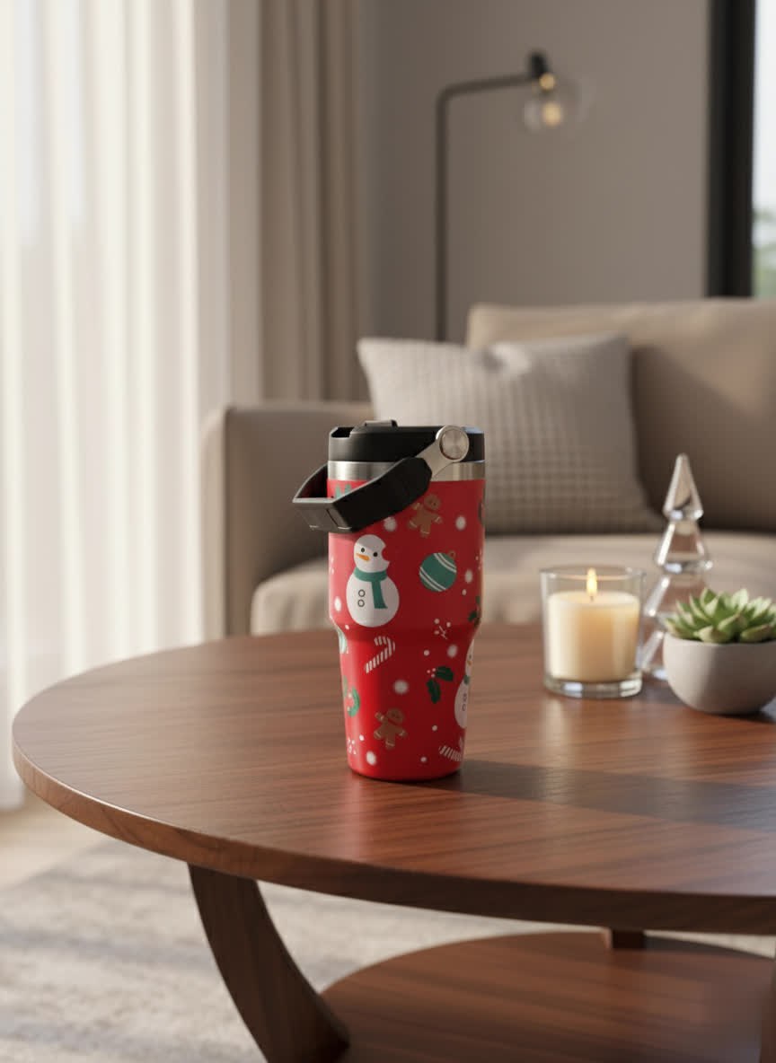 Stainless steel mug with handle