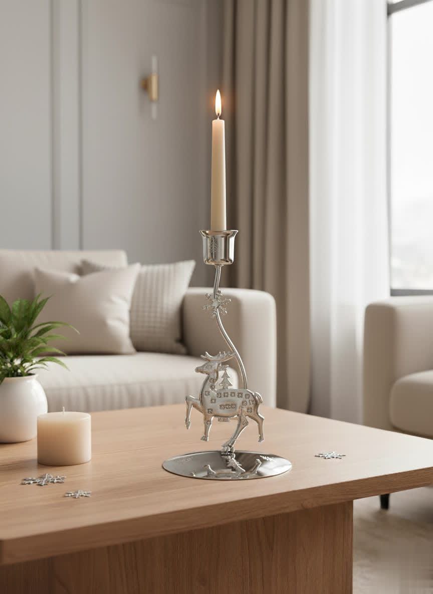 silver metal candle holder