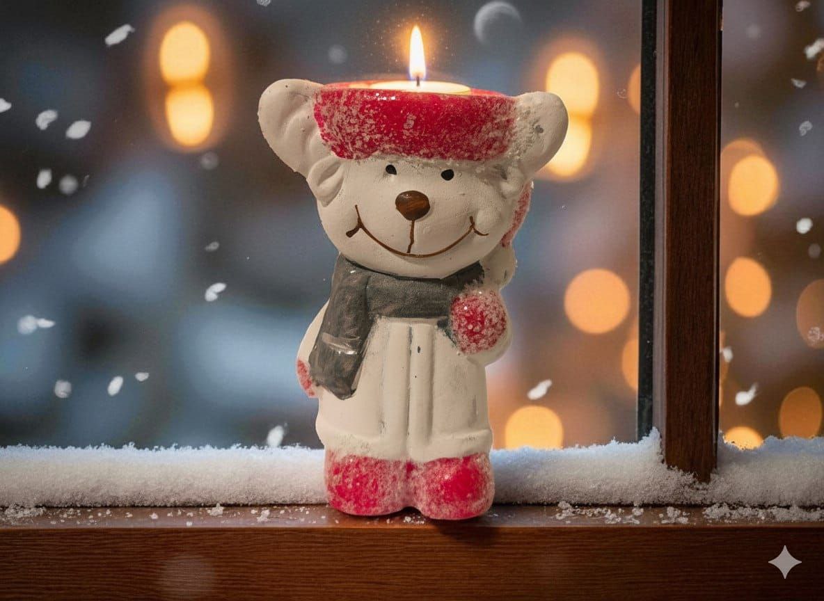 Standing teddy bear candle