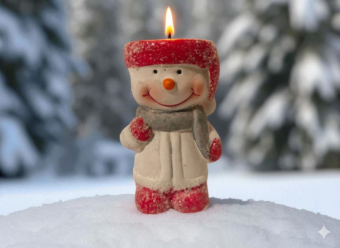 Snowman standing candle