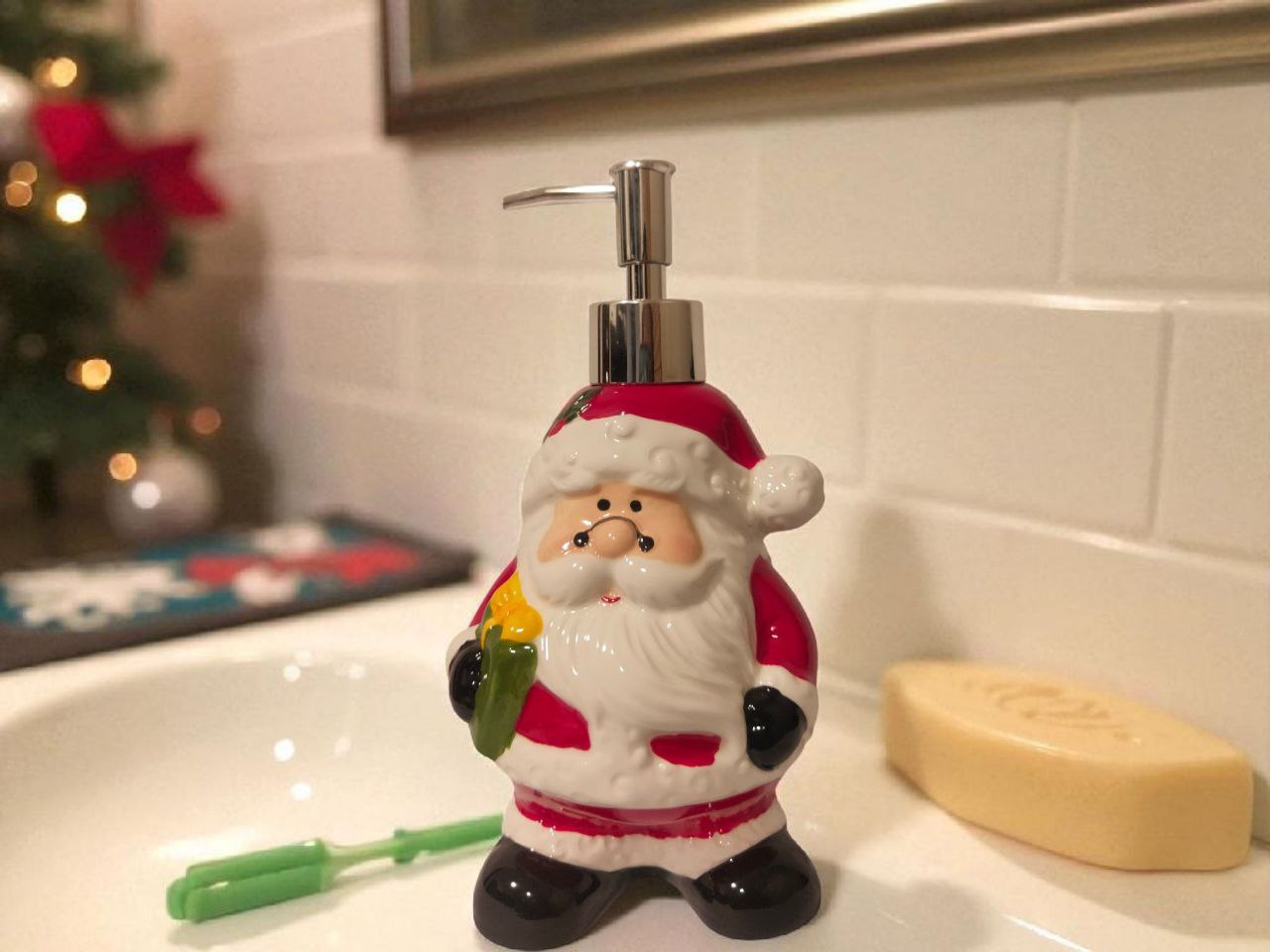 Santa ceramic soap dispenser