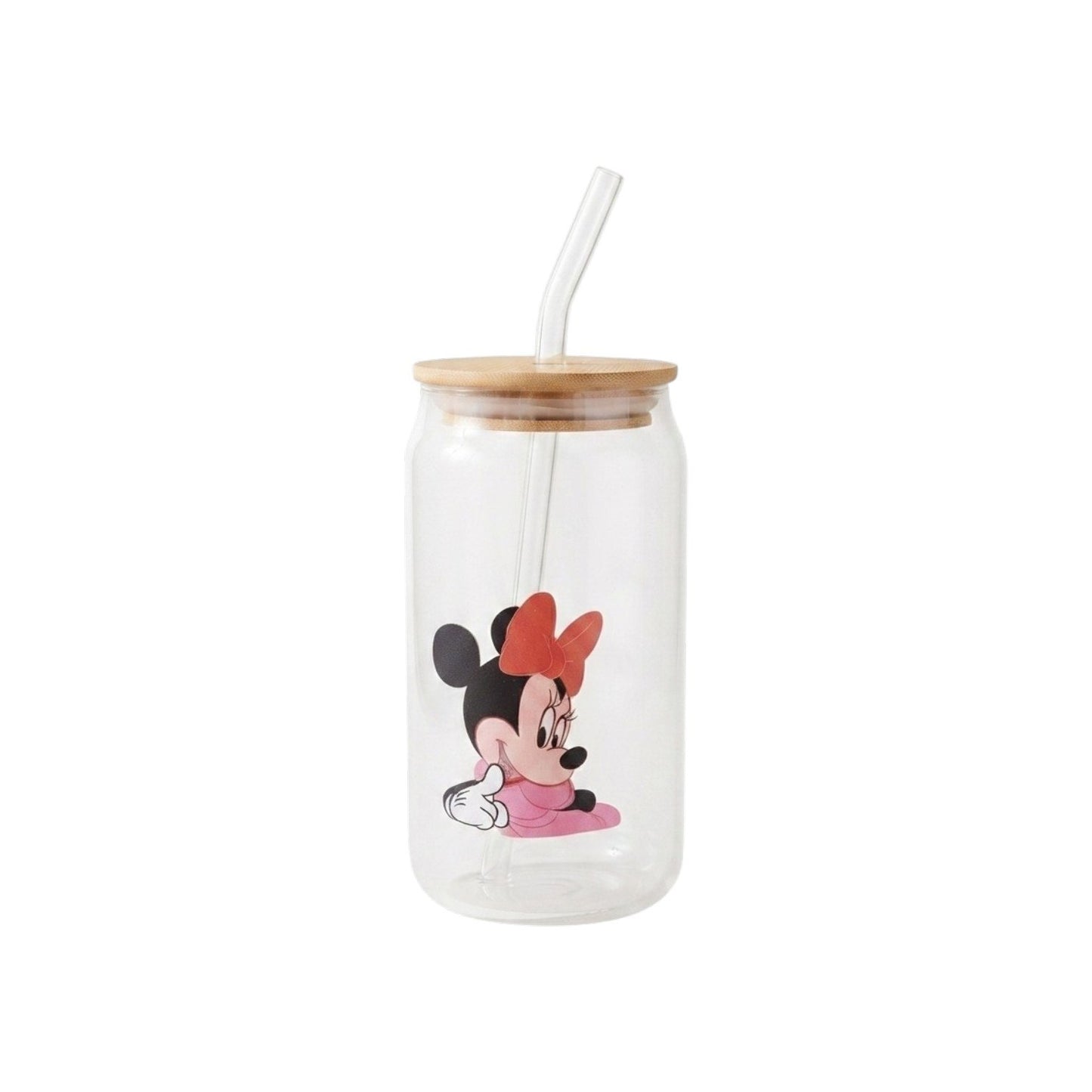 Glass mug with a straw