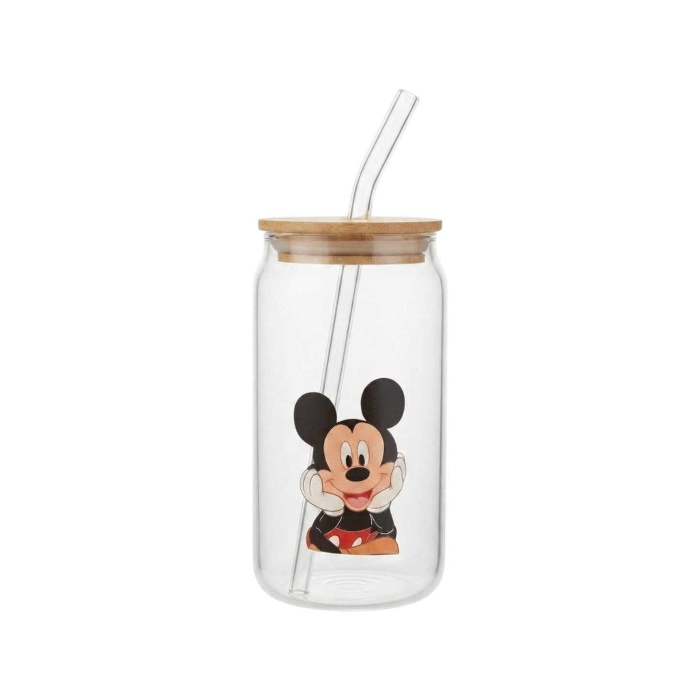 Glass mug with a straw