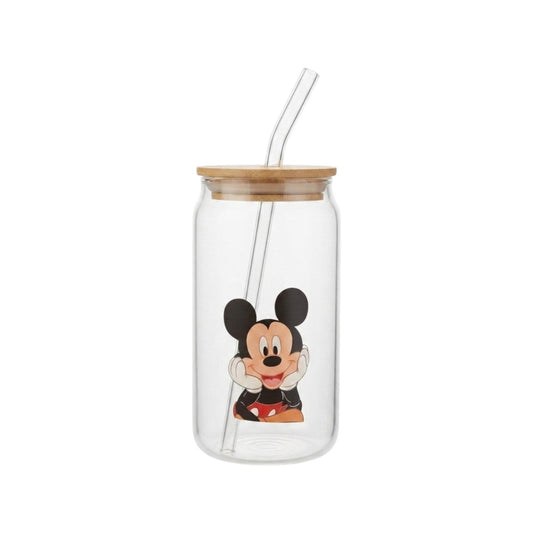 Glass mug with a straw