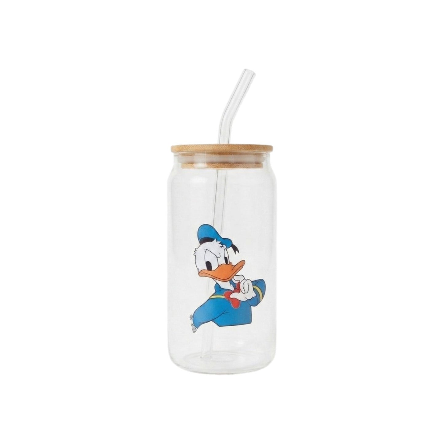 Glass mug with a straw