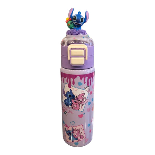Purple stainless steel bottle featuring Stitch