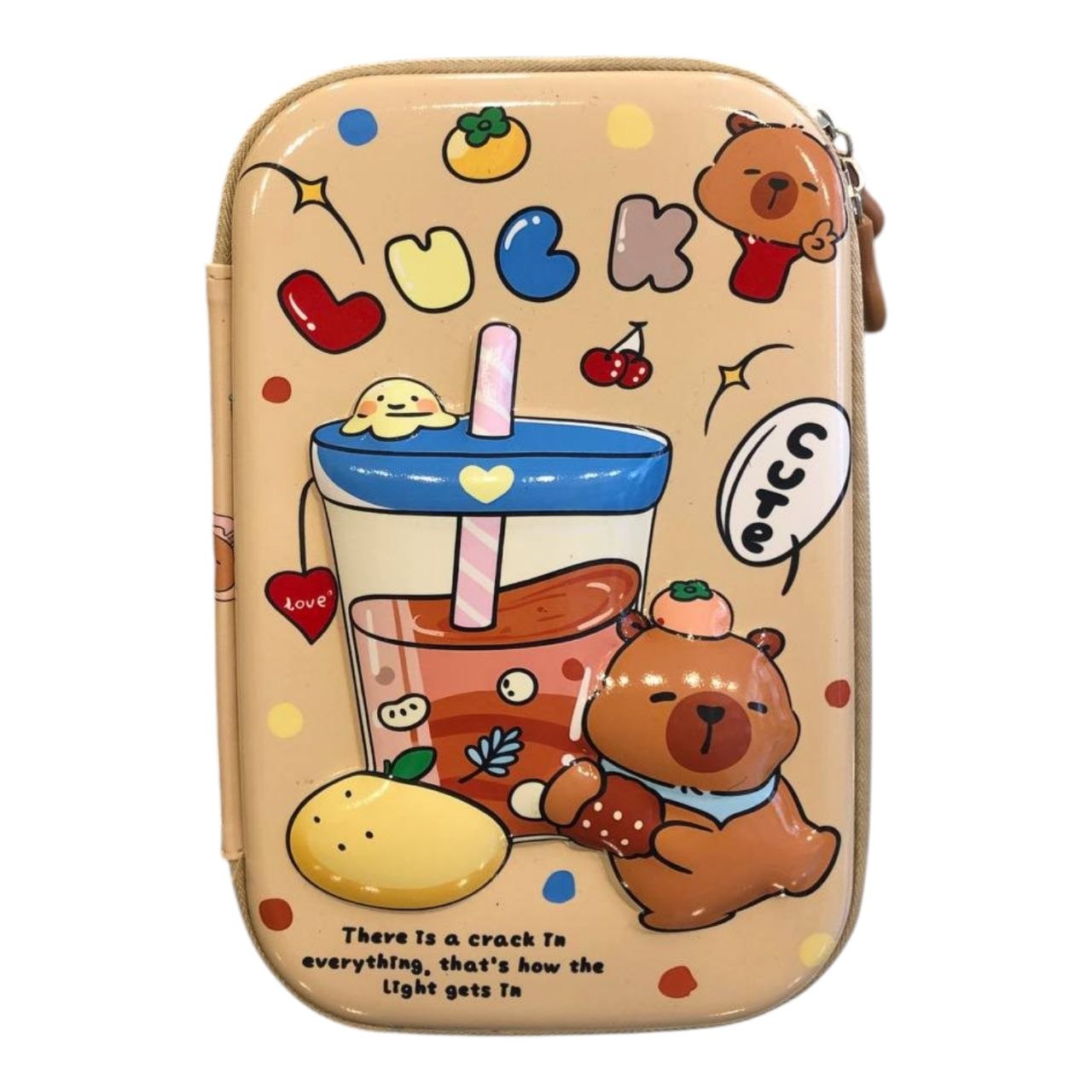 Wide Brown 4D Capybara Pencil Case
