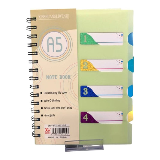 Green spiral notebook