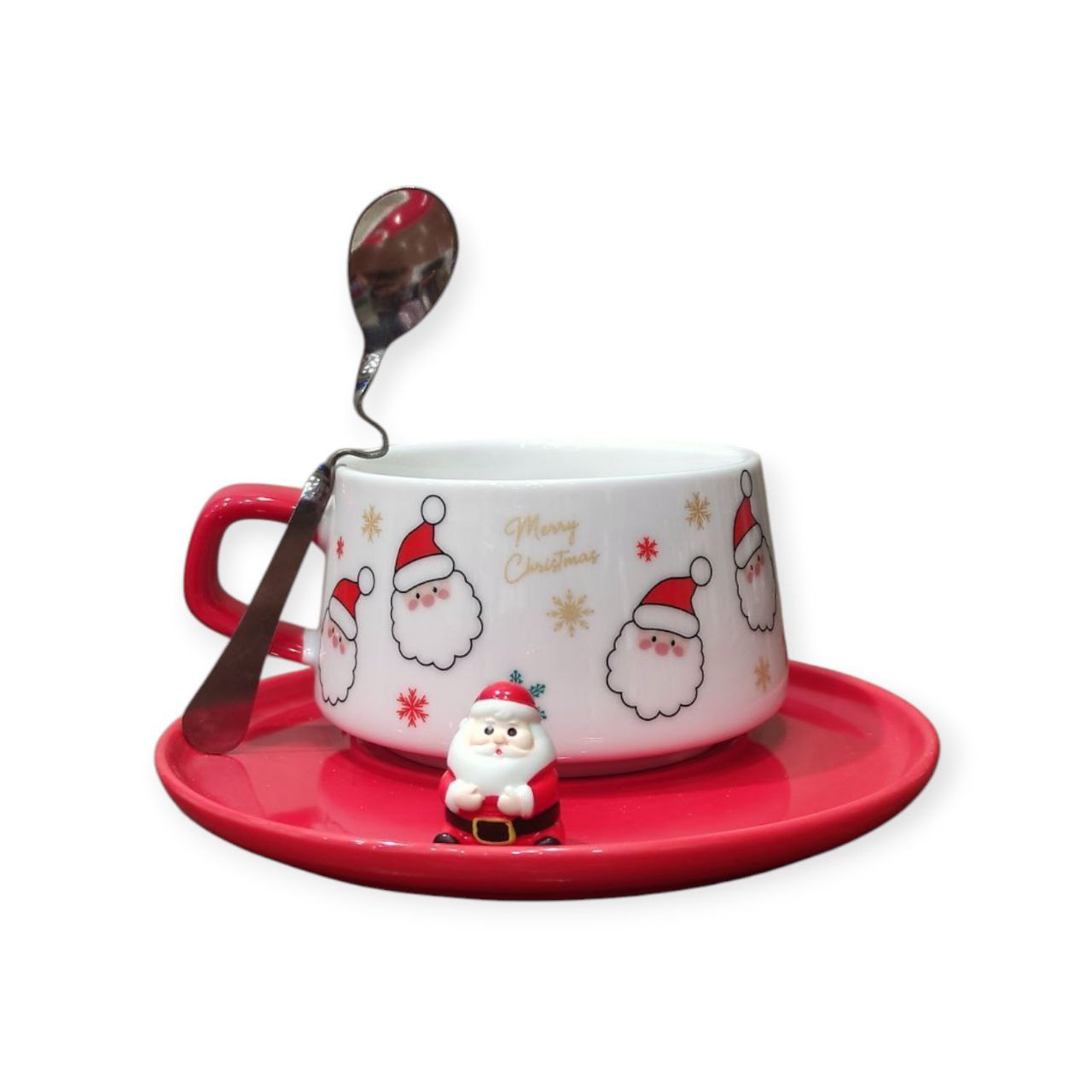 Christmas mug with plate and spoon