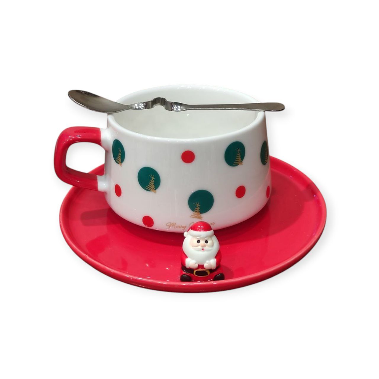 Christmas mug with plate and spoon