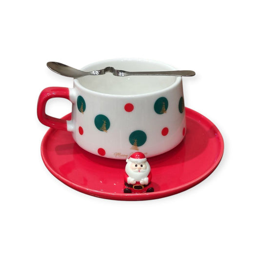 Christmas mug with plate and spoon