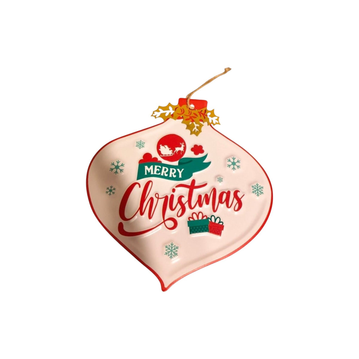 White metal "MERRY" sign